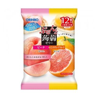 Orihiro Purun and Konjac Jelly Персик + рожевий грейпфрут натуральні соки в желе з Конняку, 12 пакетиків х 20г