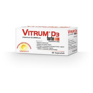 Vitrum D3 Forte 2000 IU (50 мкг), вітамін D, холекальциферол, 2000 МО, 60 капсул на 2 місяці прийому