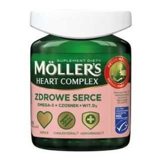 Moller's Heart Complex з Oмега-3 і ALA, екстрактом часнику та вітаміном D, 60 капсул на 30 днів. До 11/25