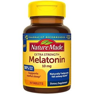 Nature Made Melatonin Extra Strength, мелатонін 10 мг, для глибокого сну, 70 таблеток на 70 днів приймання