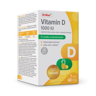 Dr.Max Vitamin D 1000 IU, вітамін D3 холекальциферол, льодяники веганські, 60 шт