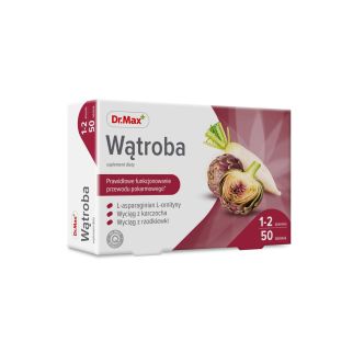 Dr.Max добавка для здоров'я печінки з L-аспартат, L-орнітин, екстракти артишоку та редьки, 50 таб.