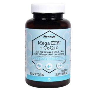 Vitacost Synergy Mega EFA® + CoQ10, Омега-3 з Коензимом Q10, смак полуниці, 60 желатинових капсул на 30 днів