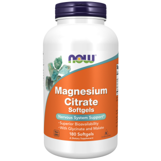 NOW Magnesium Citrate,Glycinate, Malate магнію цитрат, гліцинат, малат, 400 мг, 180 капсул на 60 днів прийому