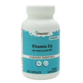 Vitacost Vitamin D3 (холекальциферол) 4000 МО 100 мкг, 300 капсул на 300 днів