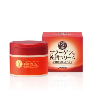 Rohto 50 no Megumi Yojun Aging Care антивіковий крем із колагеном, гіалуроновою кислотою, Q10, 90 г
