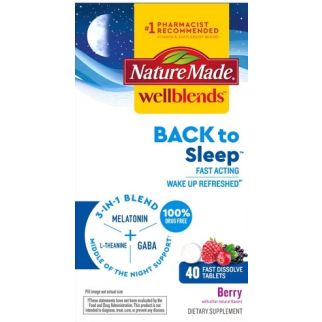 Nature Made Wellblends Back to Sleep Melatonin (1mg) - L Theanine GABA Berry Мелатонін, 40 швидкорозчинних таблеток
