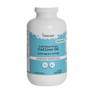Vitacost Cold Water Arctic Cod Liver Oil жир печінки арктичної тріски 1100 мг, 300 капсул