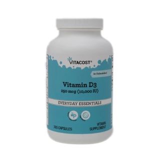 Vitacost Vitamin D3 (холекальциферол), вітамін D3 10000 МО 250 мкг, 365 капсул на 365 днів