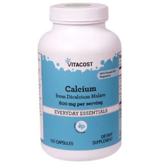 Vitacost Calcium from Dicalcium Malate 600 mg, кальцій, магній, вітамін D3, 180 капсул на 60 днів