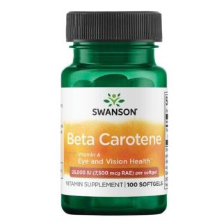Swanson Beta Carotene 25000 МО, бета-каротин, Вітамін А, 100 капсул на 100 днів прийому