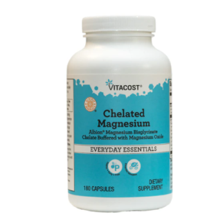 Vitacost Хелатний магній - Бісгліцинат-хелат магнію Albion, забуферений оксидом магнію, 180 капсул на 180 днів
