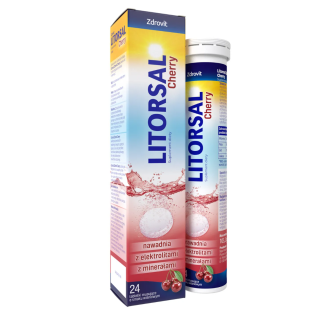 Litorsal Zdrovit Cherry спортивний напій із калієм, натрієм, вітаміном С, смак вишня, 24 шипучих табл.