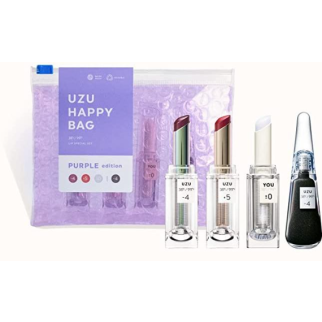 UZU HAPPY BAG PURPLE BY FLOWFUSHI Lip 38 °C Помади ±0, +5, -4 . Блиск-бальзам -4, кейс