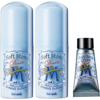 Soft Stone Deonatulle W Чоловічий натуральний дезодорант-антиперспірант з квасців з ментолом, 2 шт х 20г + крем для ніг