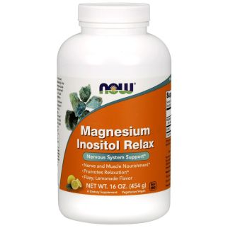 NOW Magnesium Inositol Relax Powder Магній + Інозитол для розслаблення та полегшення засинання, порошок 454 г