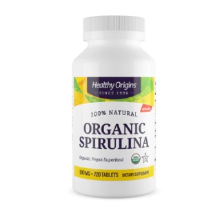 Healthy Origins Спіруліна органічна кошерна чиста , таблетки 500 мг, 720 шт