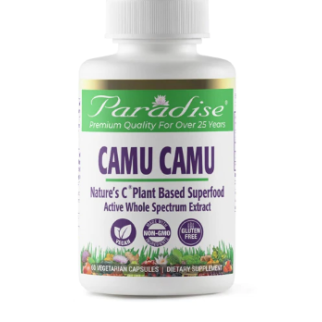 Paradise Herbs Натуральний вітамін С із плодів Каму-Каму 400 мг, 4:1 екстракт, 60 капсул на 30 днів прийому