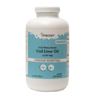 Vitacost Cold Water Arctic Cod Liver Oil жир печінки арктичної тріски 1100 мг, 250 капсул на 250 днів прийому