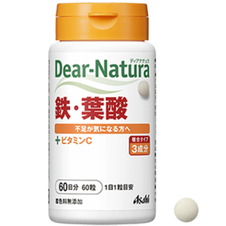 Asahi Dear Natura залізо (пірофосфат), фолієва кислота, вітамін С, 60 таблеток на 60 днів