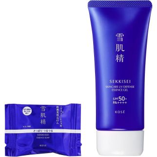Kose Sekkisei Skincare UV Defence Essence Gel сонцезахисний зволожуючий гель SPF50+/PA++++, 90 г + мило набір