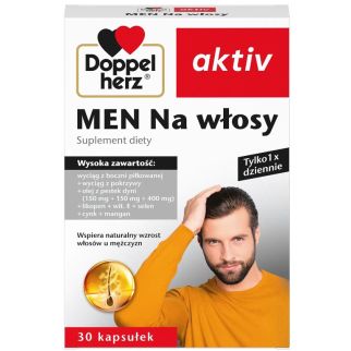 Doppelherz Aktiv MEN Чоловічі вітаміни для росту волосся, 30 капсул