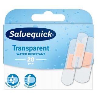 Salvequick Transparent Водостійкі, прозорі, дихаючі пластирі, 20 шт