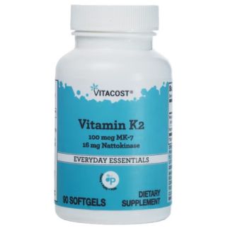 Vitacost Vitamin K2 100 мкг MK-7 Вітамін К2, 16 мг Наттокіназа, 90 капсул