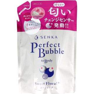 Shiseido Senka Perfect Bubble For Body Гель для душу з гіалуроновою кислотою й шовком, квітковий аромат, Refill 350 мл