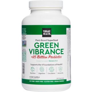 Vibrant Health Green Vibrance Растительный суперфуд, ферменты, пробиотики, 240 капсул на 15 дней. До 07/2026