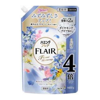 Kao Humming Flair Flower Harmony Кондиционер для белья, свежий цветочный аромат, пополнение 1400 г