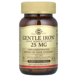 Залізо Gentle Iron® 25 мг — м’яка форма, 90 капсул (Solgar)