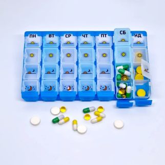 Пігульниця тижнева на 4 прийоми, синя